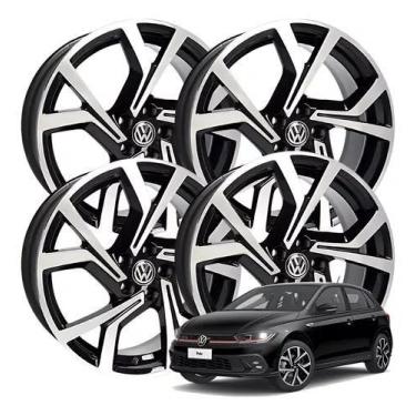 Imagem de kit 04 Rodas aro 15 Polo GTS Preta diamantada - Krmai, 15, 4, Preta di