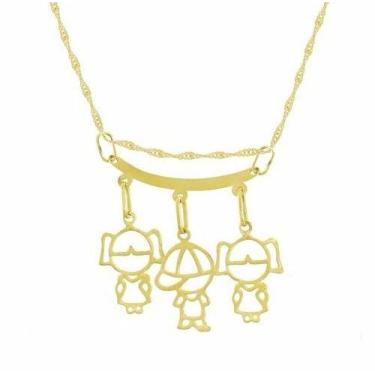 Imagem de Corrente De Ouro 18k+ Pingente Canga Filhos Menino Ou Menina - RD Maga