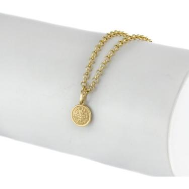 Imagem de Pulseira Ouro 18k Elos Portugueses 18 Cm Pingente São Bento - JOIE JOI