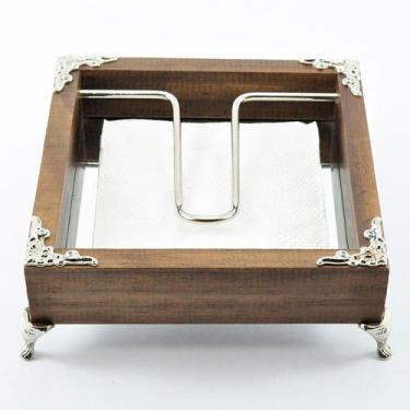 Imagem de Porta-Guardanapos de Papel "LUXO" Espelhado Madeira Rústica verniz 17x