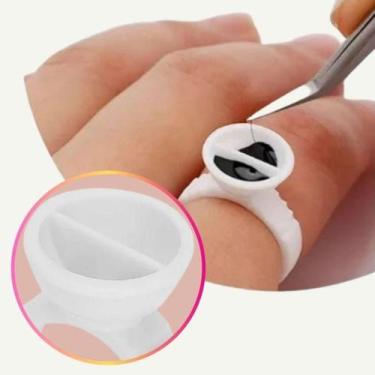 Imagem de Anel Mini Com Divisão Branco 100 Unidades extensão De Cílios - Sobelle