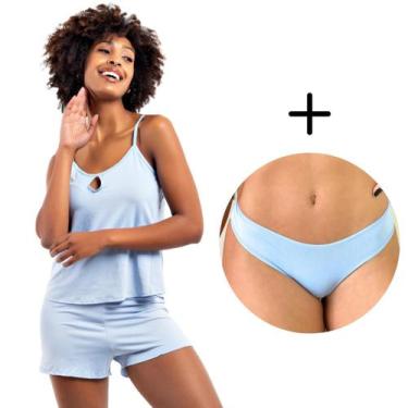 Imagem de Short Doll Alcinha Simples Feminino Roupa de Dormir e Calcinha - Viére