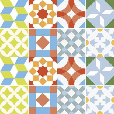 Imagem de Adesivo de Azulejo - Ladrilho Hidráulico - 10cm x 10cm - 16un - 345Azp