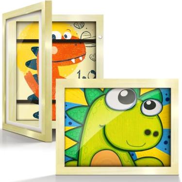Imagem de Artfeel Pacote com 2 molduras de arte para crianças, 22 x 30,5 cm, moldura de arte infantil com abertura frontal, moldura de armazenamento infantil para parede, comporta 50 peças de desenhos,
