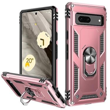 Imagem de IKAZZ Adequada para Google Pixel 7A, capa protetora resistente à prova de choque de grau militar para teste de queda de 4,9 m com suporte magnético para carro, ouro rosa