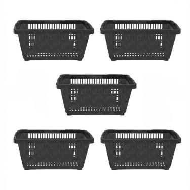 Imagem de Kit - 5 Cestos Compras Plástica D100 Cód. 3000 Preto - Della Plast