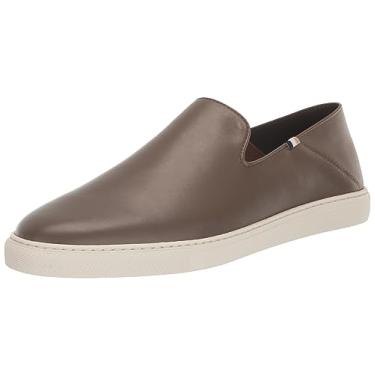 Imagem de BOSS Tênis masculino Rey Leather Slip on, Verde musgo escuro, 45