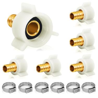 Imagem de Adaptador giratório PEX 12 peças, 1/5.1 cm x 1/5.1 cm PEX fêmea NPT adaptador giratório acessórios de crimpagem de latão, acessórios de encanamento RV PEX conector de torneira Pex para conexão de