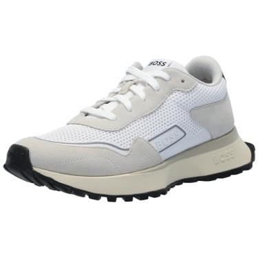 Imagem de BOSS Tênis esportivo masculino de camurça e nylon com logotipo lateral, Creme de aveia, 45
