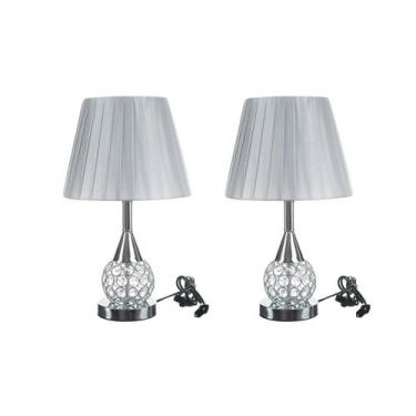 Imagem de 2 X Abajur Luminária Quarto Sala mesa de cabeceira Cristal Bivolt - PG