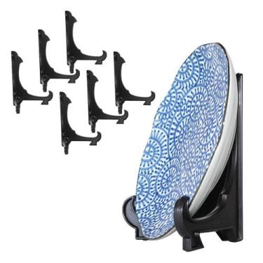 Imagem de Kit Com  6 Peças Suporte Para Pratos e Azulejos Preto 20cm - AC