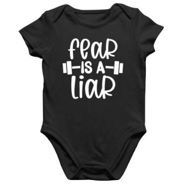 Imagem de Body Bebê Algodão Fear Is A Liar - Foca na Moda, Preto, P