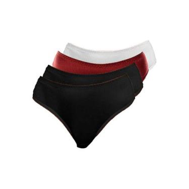 Imagem de Kit com 4 Calcinhas Alta Abrupt Demillus 56096, Vermelho, XG