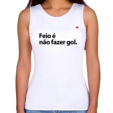 Imagem de Regata Feminina Feio é não fazer gol - Foca na Moda, Branco, G