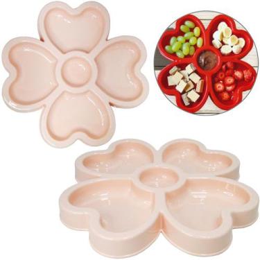 Imagem de Petisqueira Coração Trevo Rosa Salmão Servir Petiscos Queijo - Keita