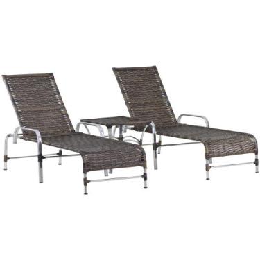 Imagem de Kit 2 Cadeiras Espreguiçadeiras Catar e Mesa Garden Confortável Para P