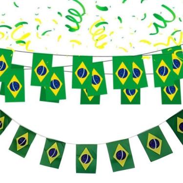 Imagem de Bandeirinhas Do Brasil Para Decoração corda com 20 bandeiras - bandeir