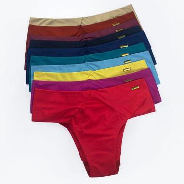 Imagem de Kit 10 Calcinha Feminina Tecido Duplo Adulta Lateral Larga Confortável