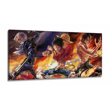 Imagem de Quadro mosaico Sabo Luffy Ace One Piece arte em Tecido Canvas 130x60 -
