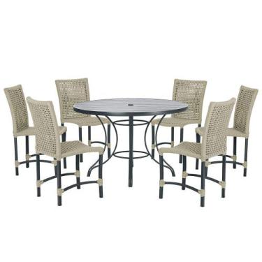 Imagem de Mesa Ascoli 120 Cm com 6 Cadeiras Cannes de Alumínio, Pintura Preta e 