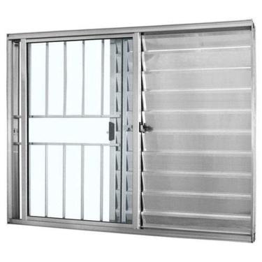 Imagem de Veneziana 3 folhas 1,00x1,20 com grade no alumínio brilhante