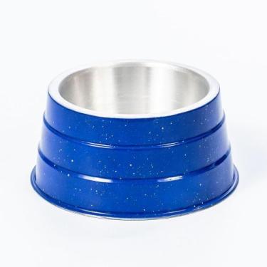 Imagem de Comedouro de Alumínio Pesado Cocker Azul - Nf Pet