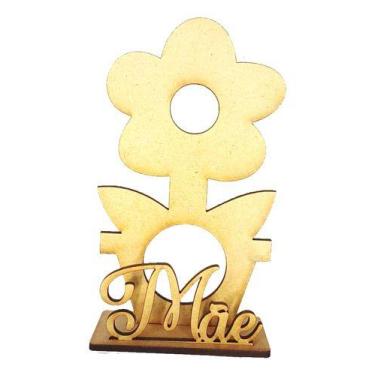 Imagem de 10 Lembrancinhas Porta Bombom Flor Dia Das Mães Em Mdf Crú - Artesanat