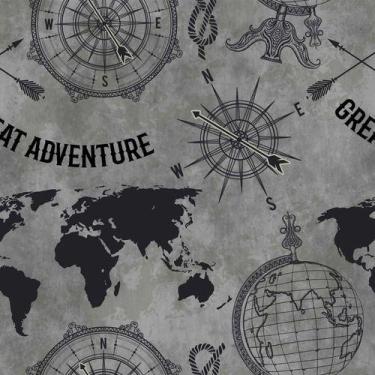 Imagem de Papel De Parede Temático Mapa-múndi Fundo Cinza - 3,00m - DEKAL DECOR