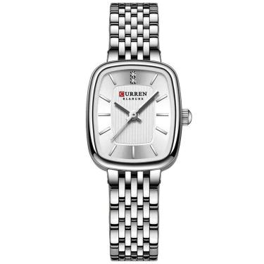 Imagem de Relógio De Pulso Quartzo Feminino Design Elegante Strass Pulseira Em Aço Inoxidavel Branco