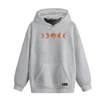 Imagem de Blusão Moletom Canguru Fases da Lua Infantil Personalizado com Capuz e