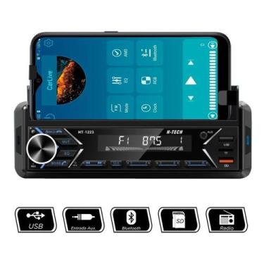 Imagem de Auto radio bluetooth h-tech c/ suporte de celular e controle remoto