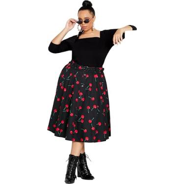 Imagem de City Chic Women's Apparel Saia feminina City Chic Plus Size Siena, Blk Cherry Prt, 52
