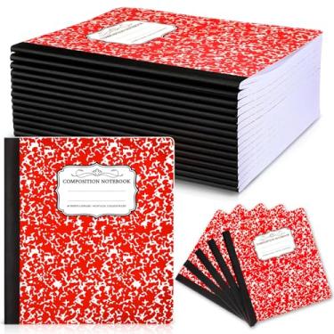 Imagem de Seajan Pacote com 20 cadernos de redação, 19 x 21 cm, mármore, 60 folhas, cadernos de composição, capa de encadernação resistente, caderno pautado universitário para material de escritório escolar,