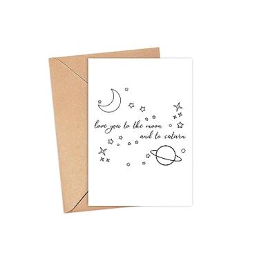 Imagem de Love You To The Moon And To Saturn - Cartão de música lírica - Cartão romântico - Love You Card Gift For Him - Her - Cartão de aniversário - Ideia de presente para amor - Cartão de Dia dos Namorados -