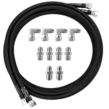 Imagem de MuRealy Linhas Trançadas Transmissão Cooler- Atualizado 6An 52" Nylon Preto Trançado Cooler Lines, Compatível com Th350 700R4 Th400 Np-700Rtl 3L80, Linha de Refrigerador para Chevy Ford Mopar Gm Buick