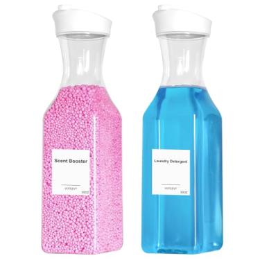 Imagem de VOTLEVT Dispensador de detergente líquido para roupas de 1,5 l, recipiente de detergente de plástico para organização, amaciante de tecidos e dispensador de sabão, organizador de pó para lavanderia,