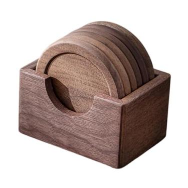 Imagem de Bothyi 6 peças de madeira coaster copo esteira cozinha gadget reutilizável mesa coaster isolamento almofada para utensílios de mesa restaurante geladeira, 8cm de Diâmetro
