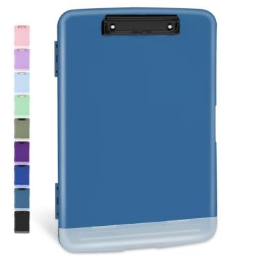 Imagem de Sooez Pranchetas com armazenamento, quadros de clipe de alta capacidade 21 x 28 com suporte para caneta, estojos de pasta de organização de papel plástico resistente, tamanho carta/A4 para professores