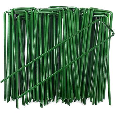 Imagem de Estacas de jardim de 15 cm, grampos de paisagem galvanizados, grampos de grama tipo U para grama artificial, estacas de gramado à prova de ferrugem para proteger cercas, barreira de ervas daninhas,