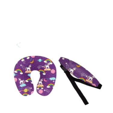 Imagem de Kit Almofada de pescoço + Faixa Apoio Suporte Cabeça de Bebê Cadeirinha Carro (Kit Unicórnio roxo)
