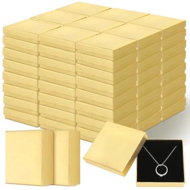 Imagem de Tenceur 100 caixas de presente de papelão, dia dos namorados, caixas de joias de papel a granel para colar, brinco, pulseira, embalagem de armazenamento (ouro, 8,9 x 8,9 x 3 cm)