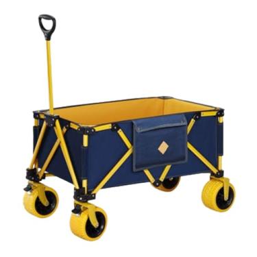 Imagem de carroça Carrinho de vagão com rodas carrinho de vagão dobrável com dossel jardim carrinho de mão portátil com bolso para transportar cargas pesadas dobrável