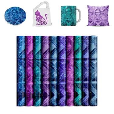 Imagem de Folhas de transferência de cristais roxos, papel de sublimação pré-ed de 30 x 30 cm para camisetas de copo, prensa térmica de caneca, porta-copos em branco