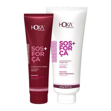 Imagem de Kit hidratação desmaia cabelo sos força shampoo e máscara hoka - HOKA 