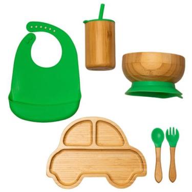 Imagem de Kit de Introdução Alimentar feito com Bambu e Silicone  Green Car - Ho