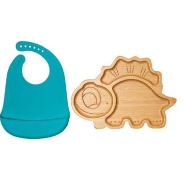 Imagem de Kit de Introdução Alimentar feito com Bambu e Silicone  Blue Dino 2 - 