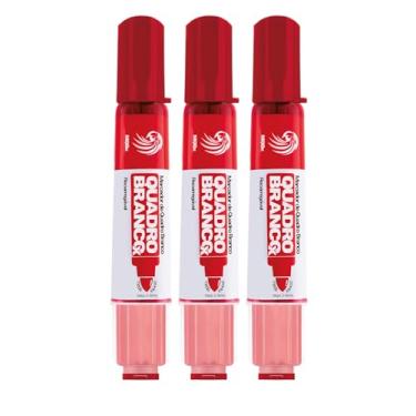 Imagem de Kit 3 Pinceis MQBX Para Quadro Branco Recarregáveis - Não Mancha! (Vermelho)