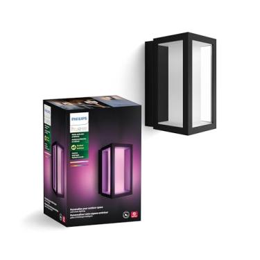 Imagem de Philips Hue Luminária de parede externa Impress (com fio), (15,5 x 23,9 cm), luz branca e colorida, controle de voz com Alexa, Apple Home e Google Assistant, ponte necessária
