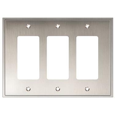 Imagem de Henne Bery Capa de tomada de placa de interruptor decorativa moderna e macia (decoração tripla, níquel acetinado)