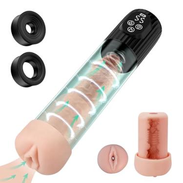 Imagem de Bomba elétrica de água para pênis, masturbador masculino automático com 8 intensidades de sucção de treinamento, masturbador masculino automático à prova d'água IPX 6 com 3 mangas de treinamento, brinquedos sexuais para ereção masculina